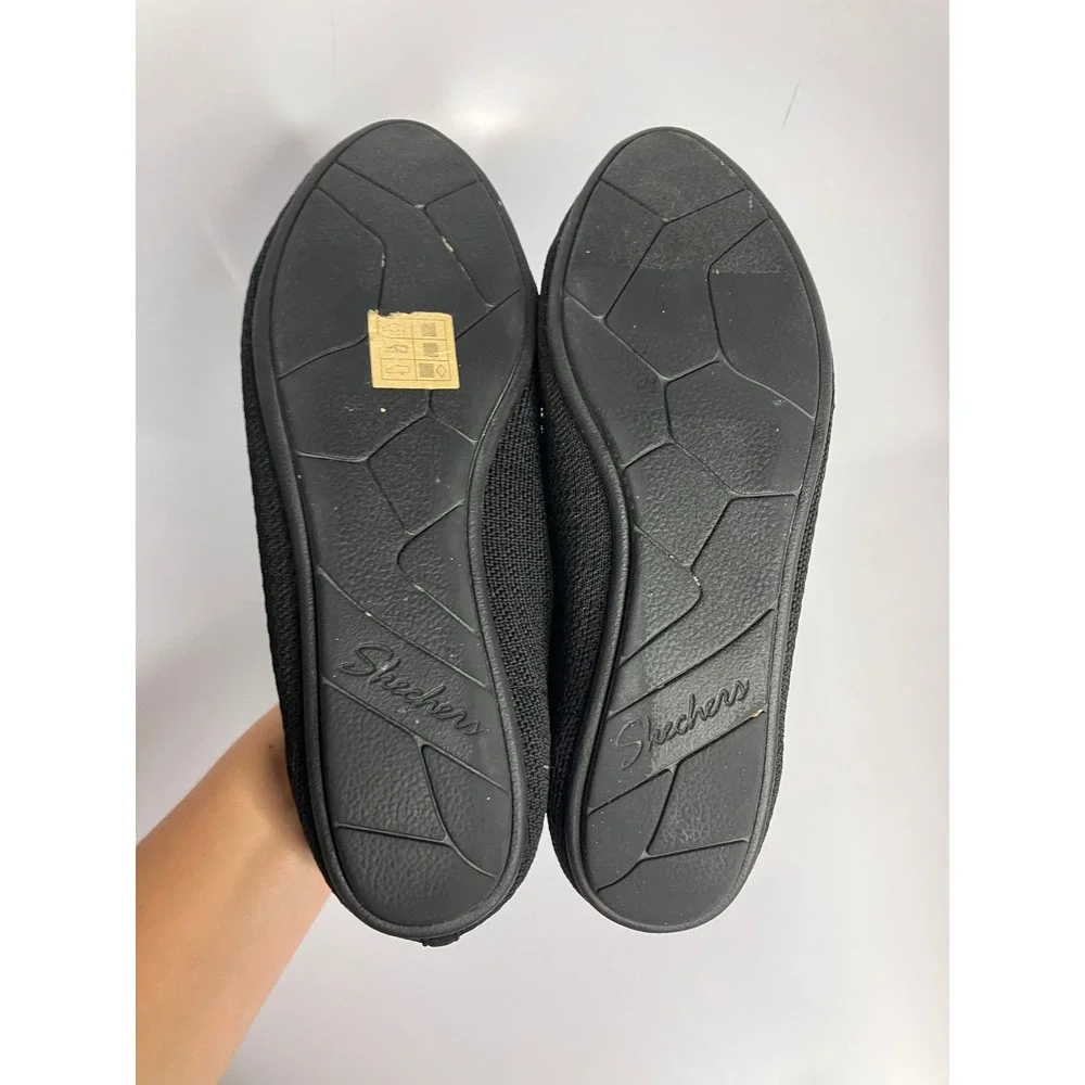 Skechers Cleo 2.0 Love Spell Flats Womens 9 Black Excellent Stretch Fit Knit